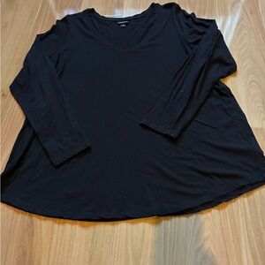 Torrid Black Long Sleeve V-Neck Top